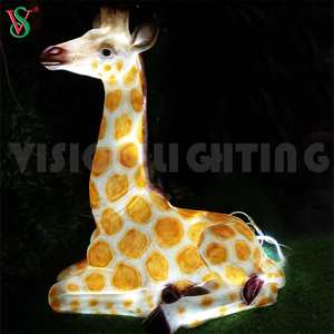 Fiberglas-Harz-Tierlicht-Giraffe-Skulptur, beleuchtetes Tier für die Park-Zoo-Dekoration im Freien