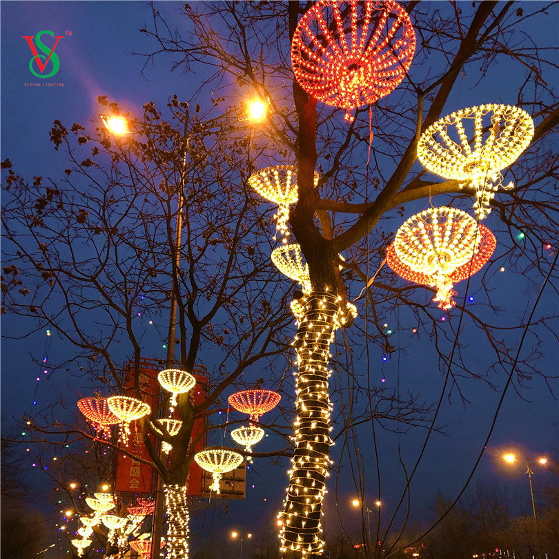 Animierte Weihnachts-Straßendekorationsleuchte, LED-Licht mit Sakura-Regenschirm-Motiv 