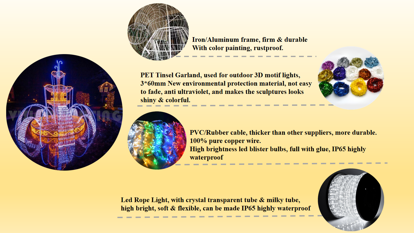 3D LED Light Fountain Motiv Skulptur f&uuml;r Landschaftsdekorationen im Freien