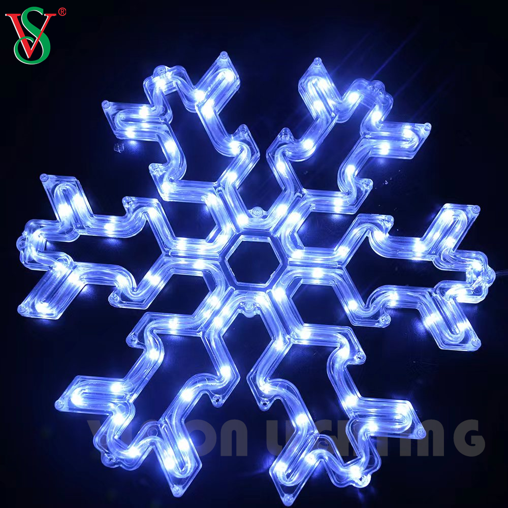Weihnachtsdekoration im Freien, hängende Ornamente, LED-Acryl-Schneeflocke-Motiv-Lichter