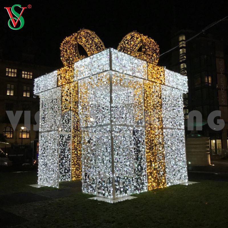 Weihnachtsdekoration Outdoor 3D Giant Beleuchtete Geschenkbox Motivlichter für Plaza