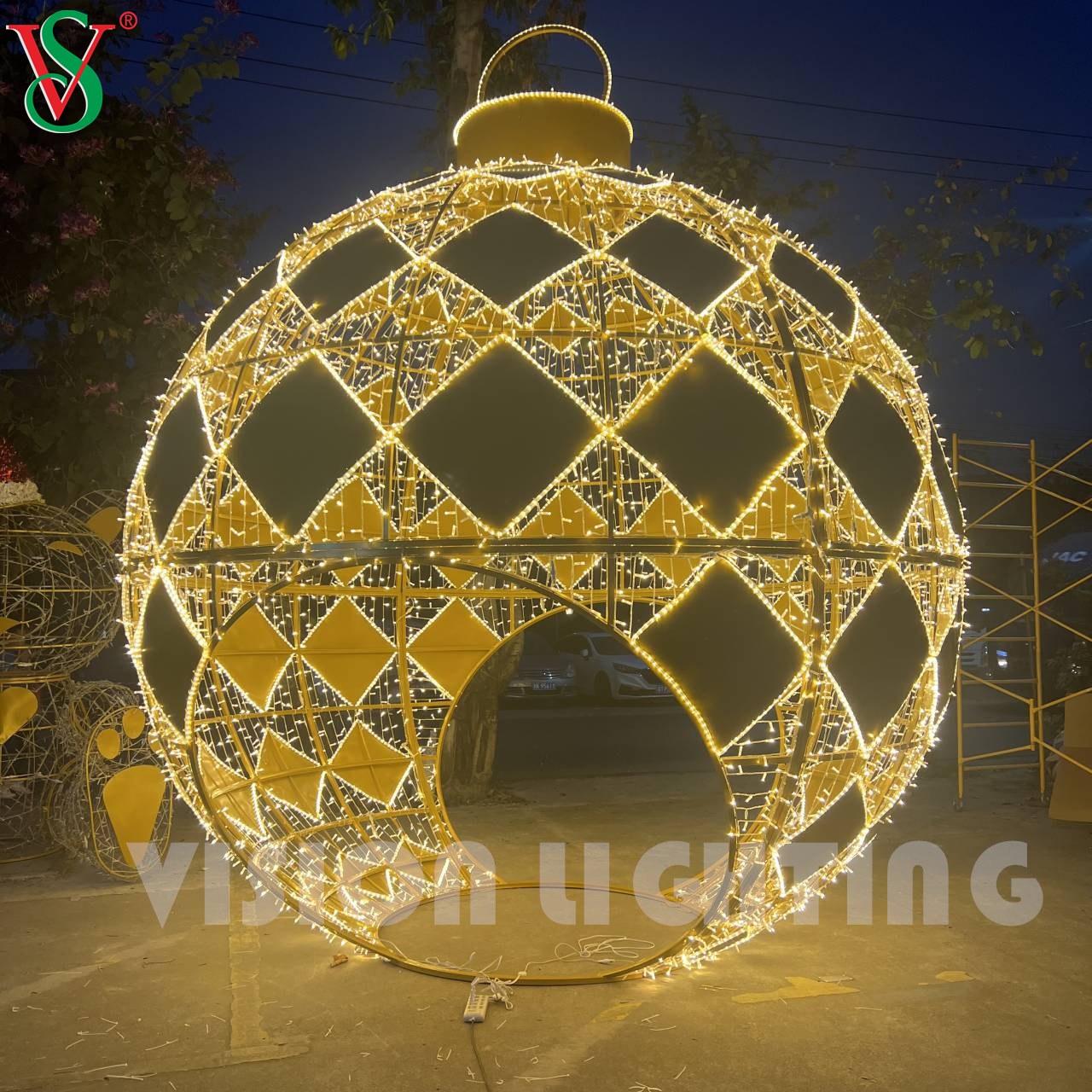 3D beleuchtete Sphere Weihnachtsriese runde Erzballform Dekoration Licht für die Außenstraße