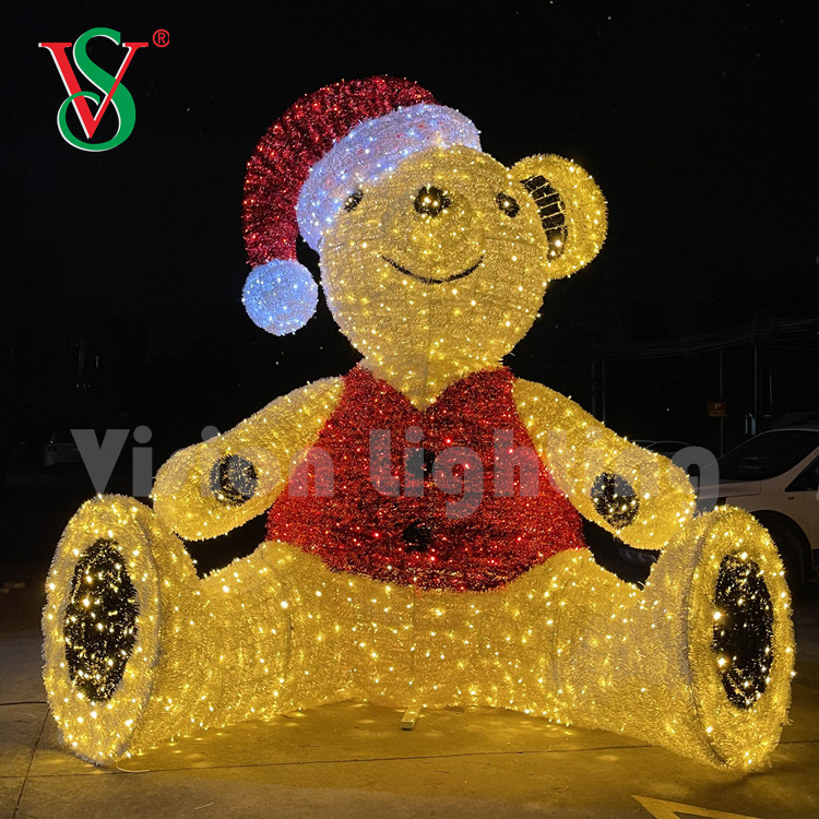 LED Outdoor Bear Light Giant 3D Skulptur Teddybärenmotiv Lichter für Einkaufszentrum