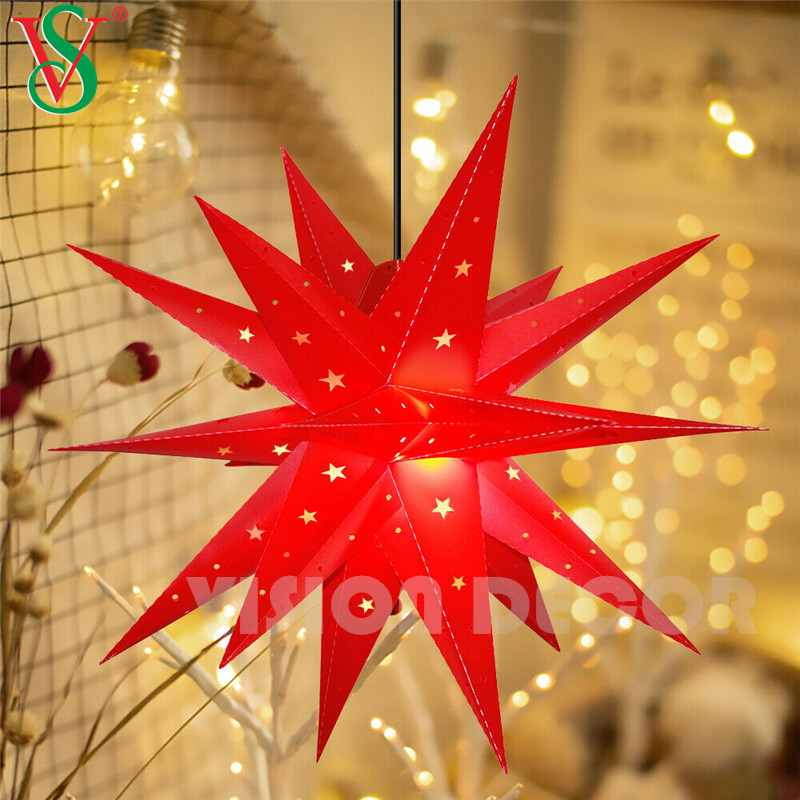 Wasserdichte hängende Moravian Star Burst Star Motivlichter für den Weihnachtsbaumschmuck im Freien