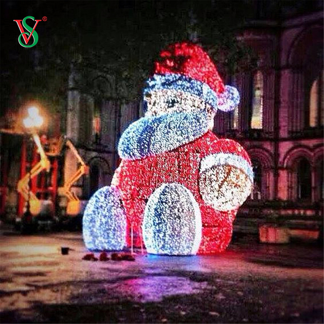 3D -Skifahren im Freien sitzen Weihnachtsmann -Motiv -Lichter für Weihnachtsferien