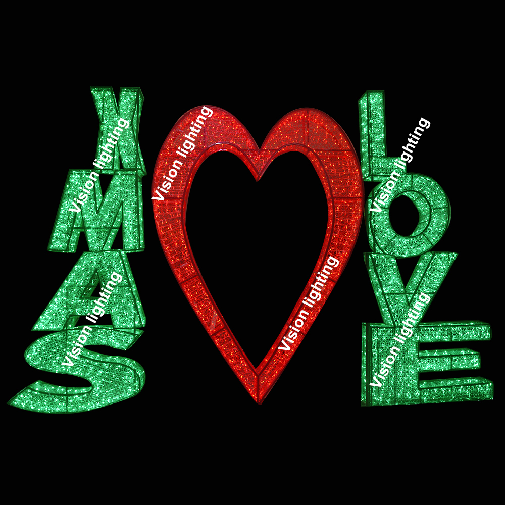Außendekoration Landschaft IP65 Hochwertige 3D-Skulptur-LED-Buchstabenleuchte mit Weihnachtsmotiv