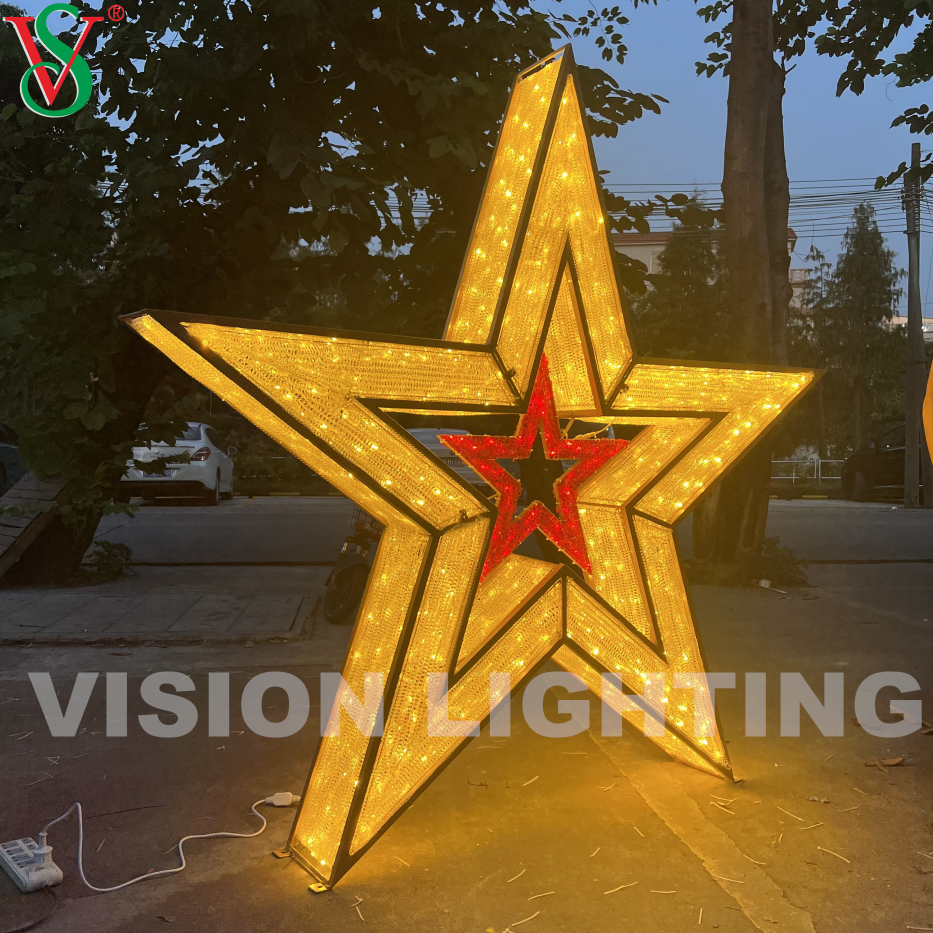 LED Weihnachtsdekoration Outdoor 3D Star Motiv Lighting for Holiday Festival Dekor