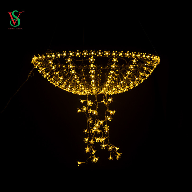 Animierte Weihnachts-Straßendekorationsleuchte, LED-Licht mit Sakura-Regenschirm-Motiv 