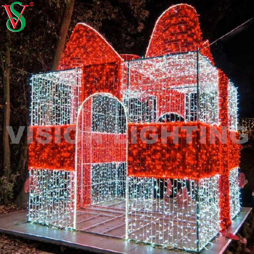 Weihnachtsdekoration Outdoor 3D Giant Beleuchtete Geschenkbox Motivlichter für Plaza