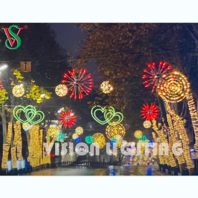 Outdoor -LED -Weihnachtsdekoration 12V RGB Feuerwerk Baummotiv Licht für Straße