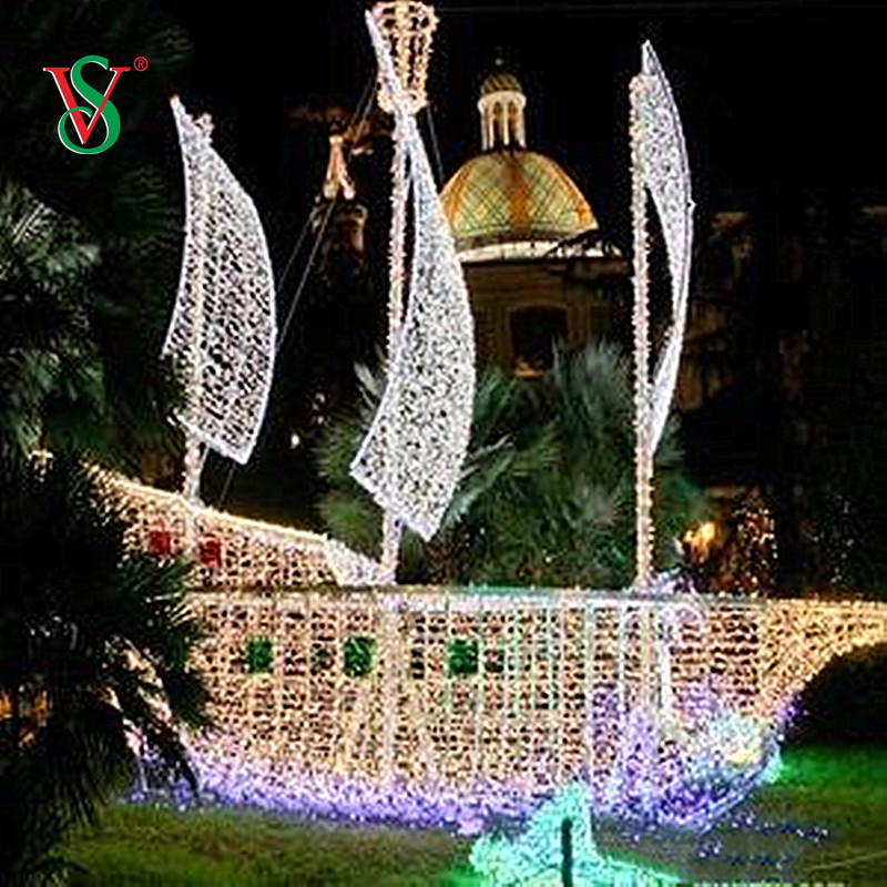 Riesiges LED-3D-Bootsschiff-Schiffsmotivlicht für Feiertagsdekoration im Freien