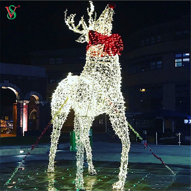 Großes 3D-Rentier-Skulpturenlicht im Freien für Weihnachtsdekoration