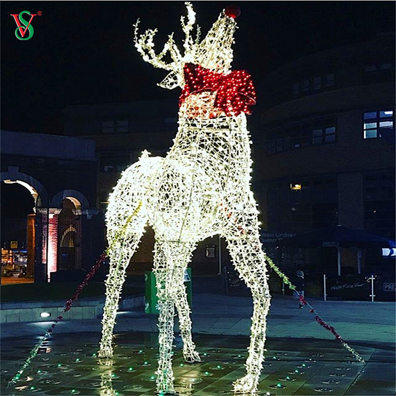 Großes 3D-Rentier-Skulpturenlicht im Freien für Weihnachtsdekoration
