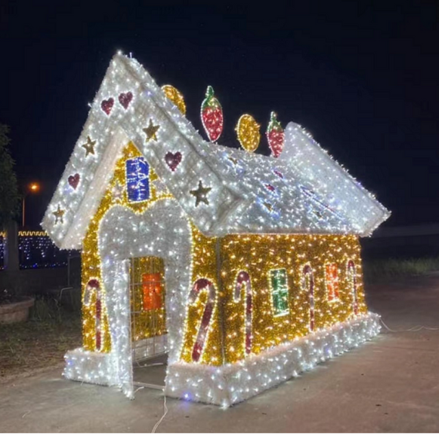 Außen Weihnachten 3D -Motiv -Dekorationslichter LED LED INLUMINISCHE LINGERBREAK HAUS MOTIV LICHT