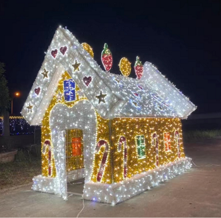 Außen Weihnachten 3D -Motiv -Dekorationslichter LED LED INLUMINISCHE LINGERBREAK HAUS MOTIV LICHT