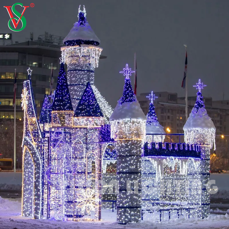 Große 3D -LED Castle Tower Light - Urlaubsdekoration im Freien für kommerzielle Weihnachtsausstellungen