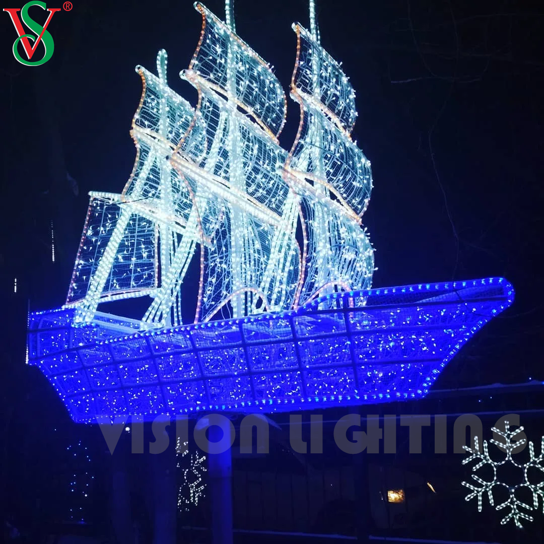 Fahrzeug-Skulptur-Dekoration, LED-3D-Bootsmotiv-Lichter für die Weihnachtsdekoration im Freien