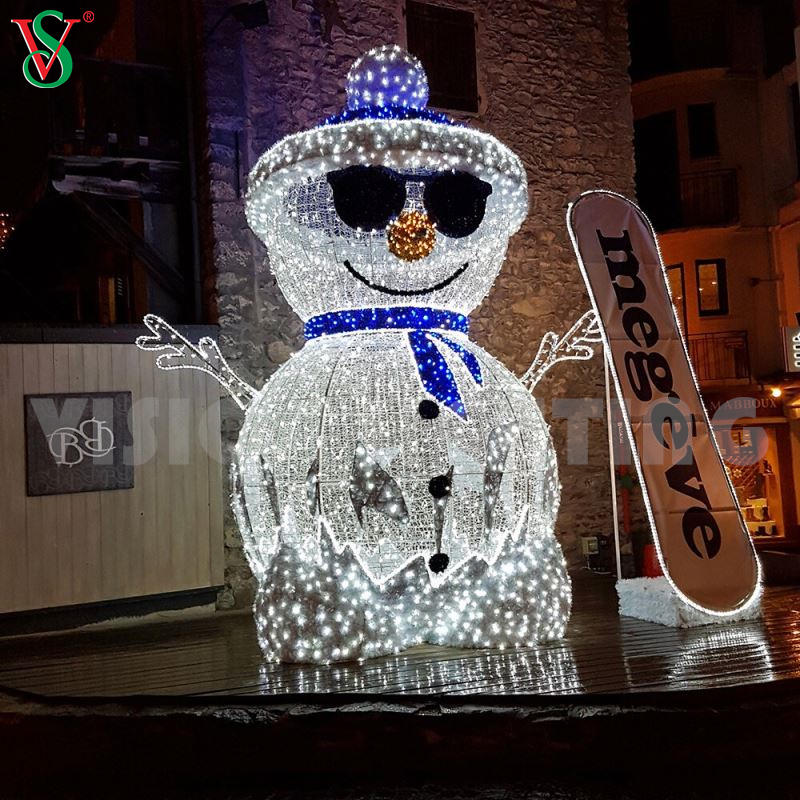 Kundenspezifische 3D-Figur für den Außenbereich, beleuchtete Weihnachts-Sankt-Schneemann-LED-Skulptur-Lichter