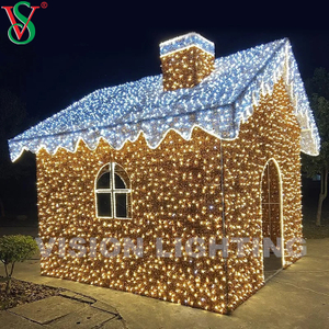 Außen Weihnachten 3D -Motiv -Dekorationslichter LED LED INLUMINISCHE LINGERBREAK HAUS MOTIV LICHT