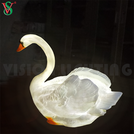 Fiberglas-Gans-Harz-Tiere-Skulptur-Licht-LED-beleuchteter Schwan für Zoo-Park-Außendekoration