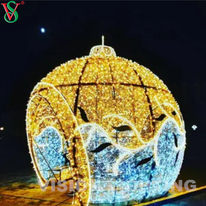 Kommerzielles Girlanden-Ball-Licht im Freien 3D führte Bogen-Ball-Weihnachtsmotiv-Dekorations-Licht