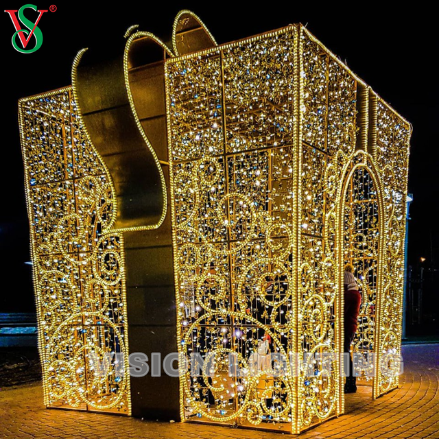 Weihnachtsdekoration Outdoor 3D Giant Beleuchtete Geschenkbox Motivlichter für Plaza