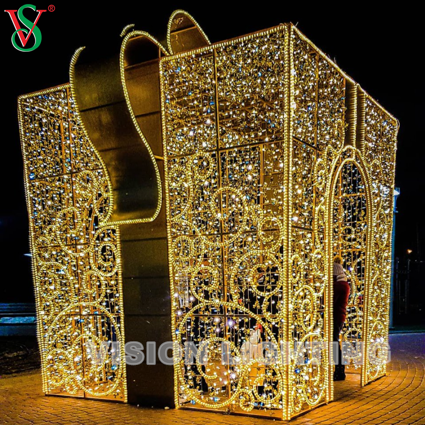 Weihnachtsdekoration Outdoor 3D Giant Beleuchtete Geschenkbox Motivlichter für Plaza