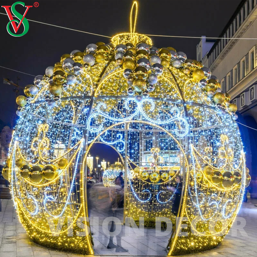 Kommerzielles Girlanden-Ball-Licht im Freien 3D führte Bogen-Ball-Weihnachtsmotiv-Dekorations-Licht