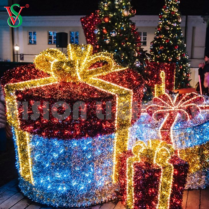 Weihnachtsdekoration Outdoor 3D Giant Beleuchtete Geschenkbox Motivlichter für Plaza